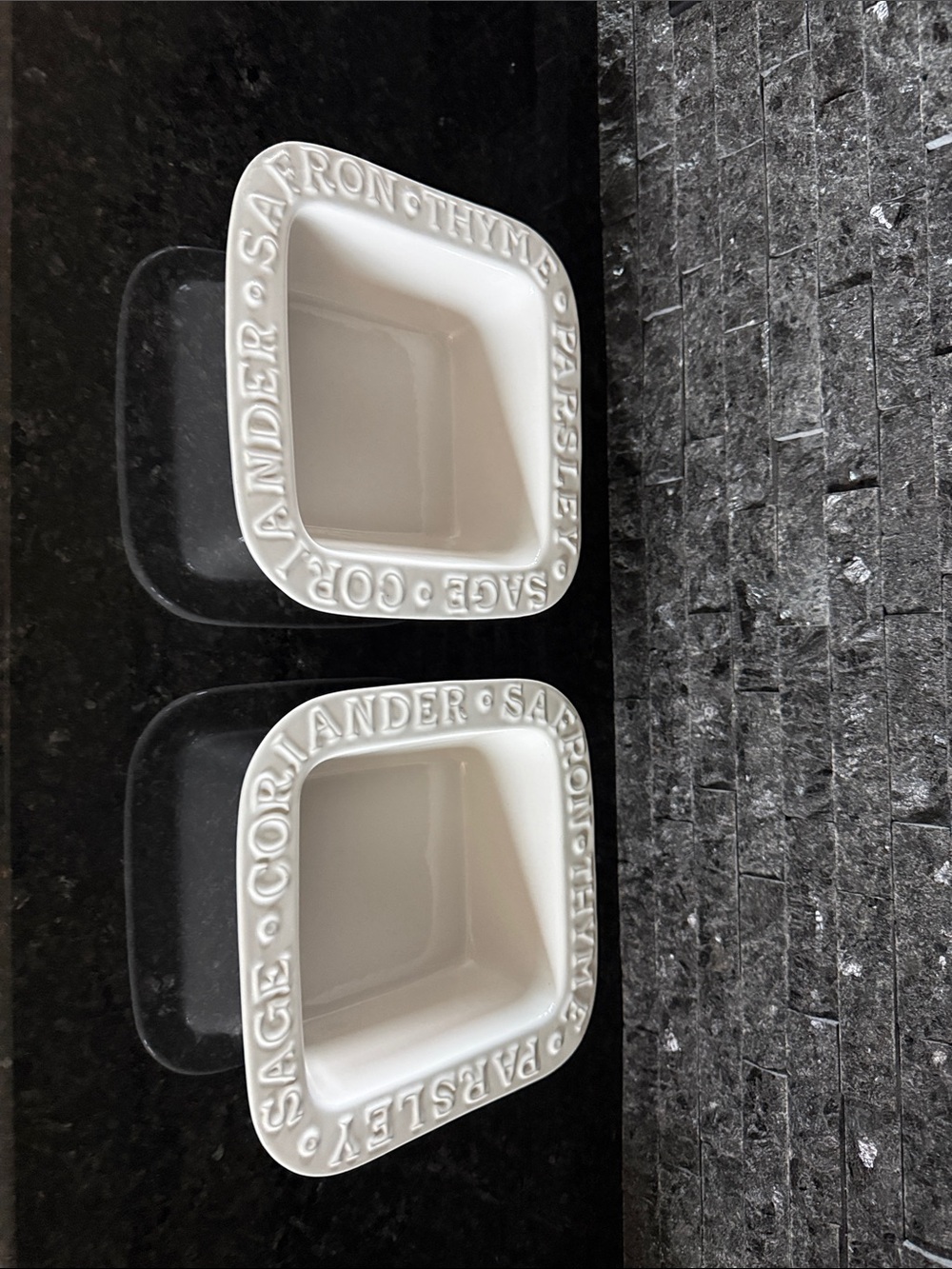 White Ceramic Herb Bowls - Set of 2